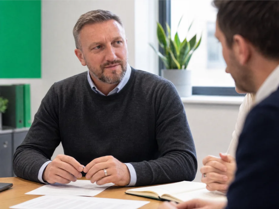 James Finley, Founder and Principal Consultant, in conversation across a working table